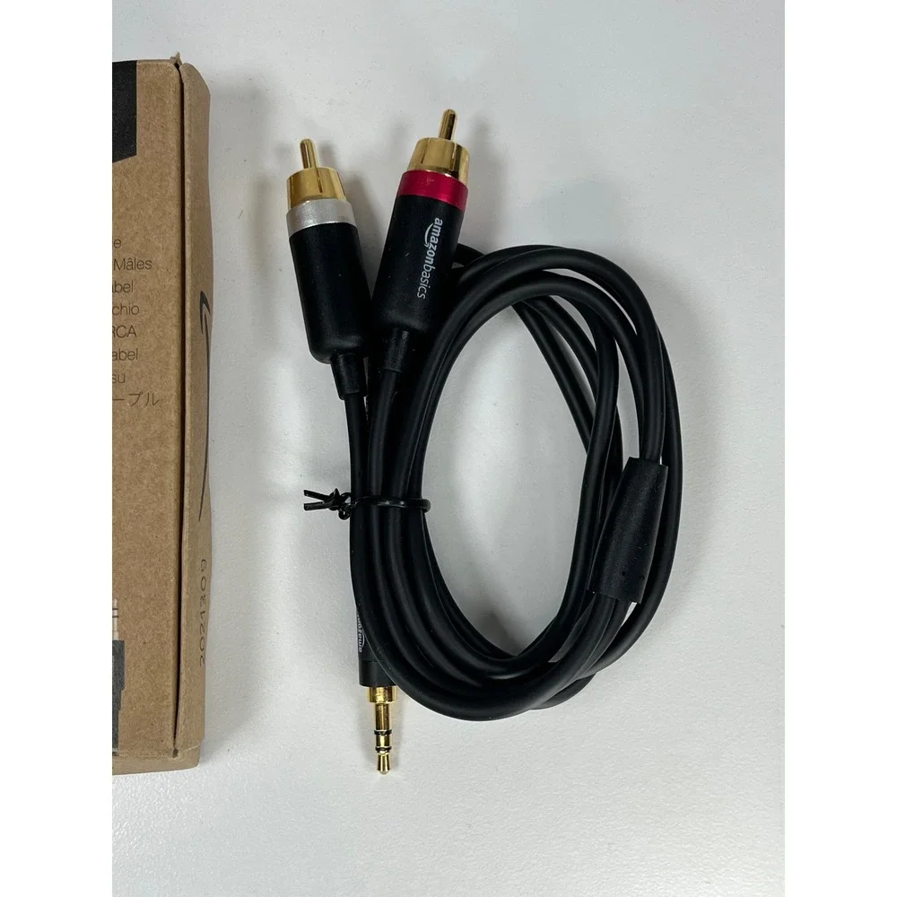 AmazonBasics 3.5mm to 2-Male RCA Adapter Cable 4ft Black B01D5H8JW0